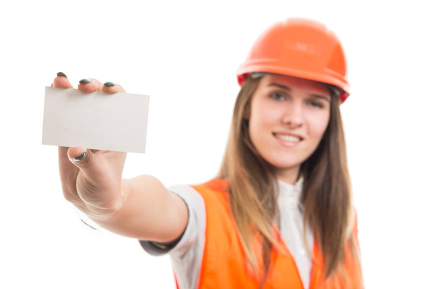 成功的女工程师展示空白拜访卡图片下载