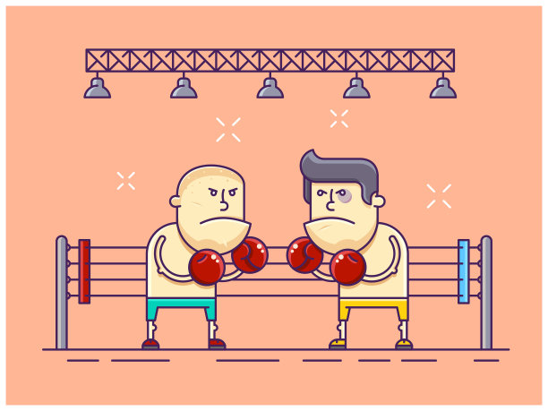 两个拳击手在拳击场上搏斗图片下载