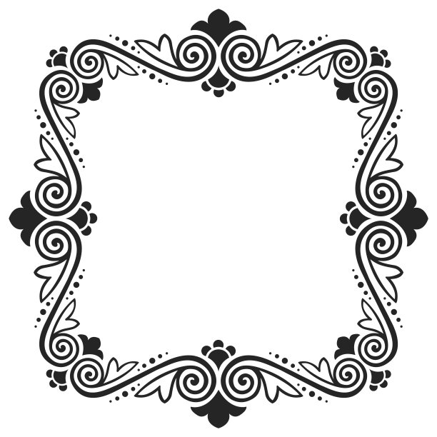 装饰用的黑色框架。花的经典元素在旧风格模板。向量股票图形图片下载