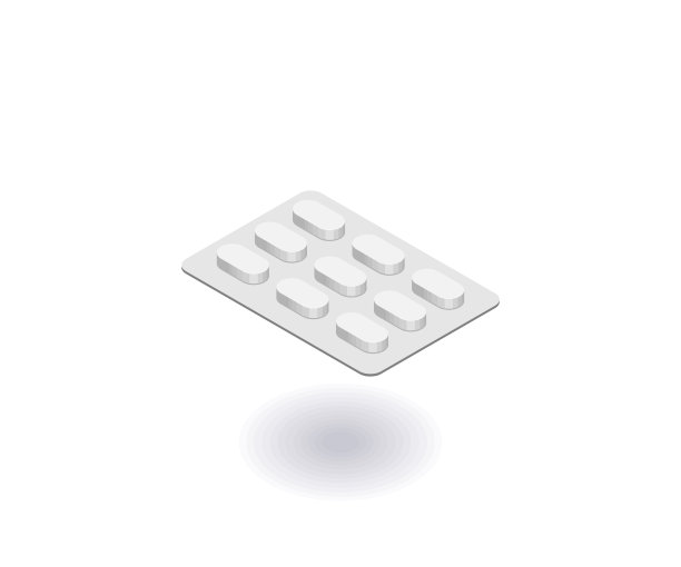 药丸起泡，带片带图标。矢量插图在平面等距3D风格。图片下载