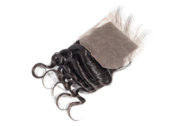 松散的波浪黑色人类头发编织延伸花边关闭图片下载