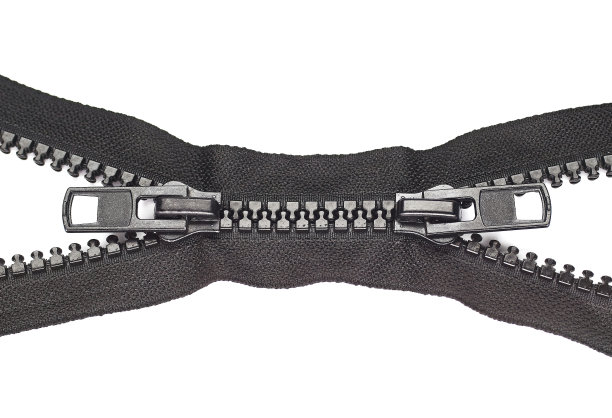 特写拉链，孤立的白色背景图片下载