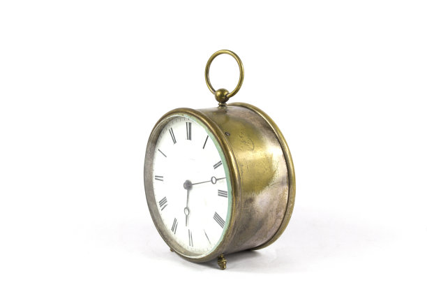 古董古董复古时钟在白色的背景素材图片