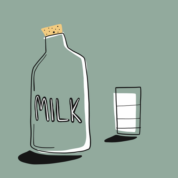 牛奶在一个玻璃瓶和饮用玻璃图片下载