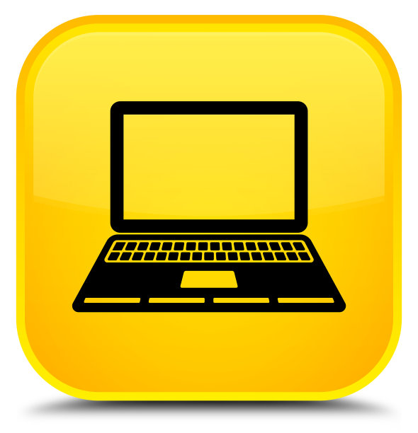 笔记本电脑图标专用黄色方形按钮图片下载