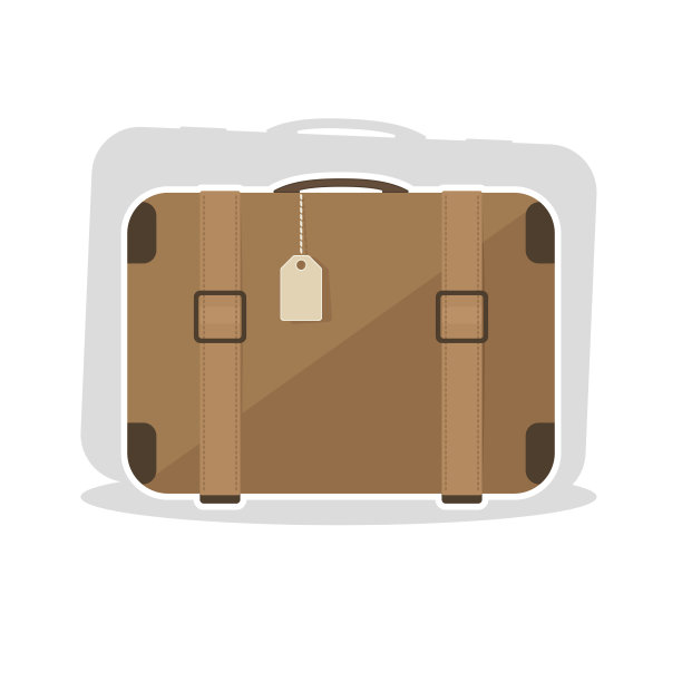 带皮带的老式手提箱。矢量插图在平面卡通风格。图片下载