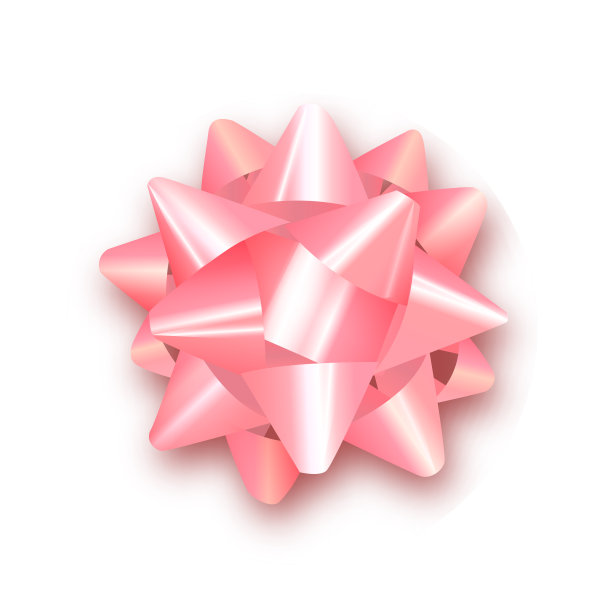 粉红色的蝴蝶结用于包装礼物。真实的矢量插图上的透明网格。图片下载