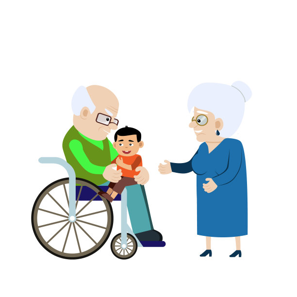 幸福的家庭。爷爷奶奶和他们的孙子一起玩图片下载