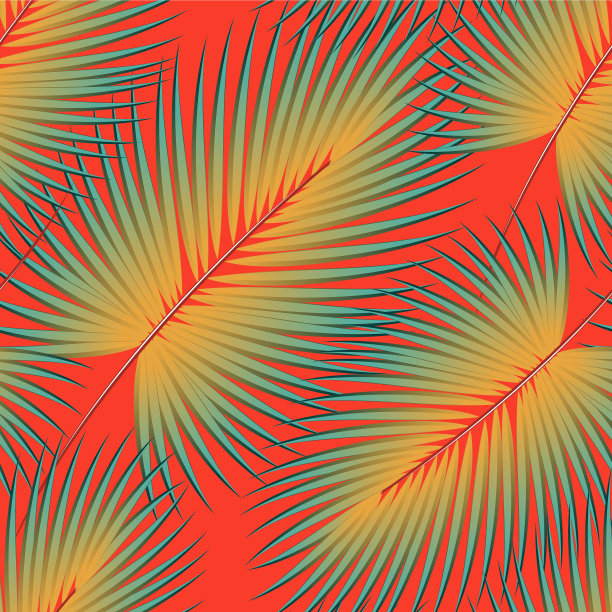 热带棕榈树的图案，丛林的叶子。向量花卉图案。图片下载