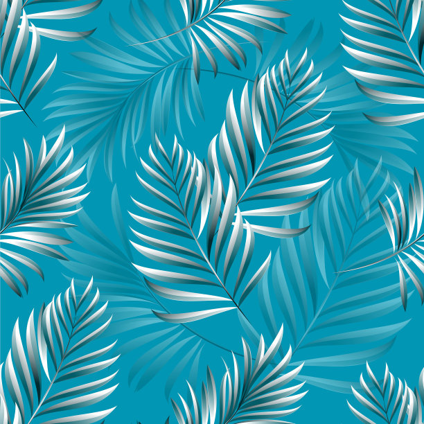 热带棕榈树的图案，丛林的叶子。向量花卉图案。图片下载