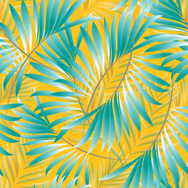 热带棕榈树的图案，丛林的叶子。向量花卉图案。图片下载