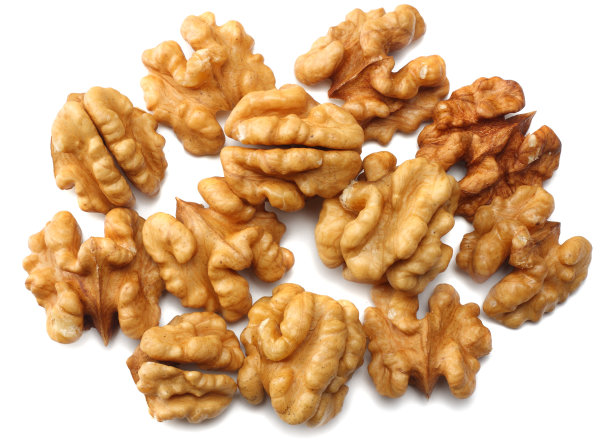 核桃孤立的白色背景俯视图图片下载