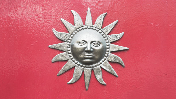 墙壁上以面装饰的太阳图片下载