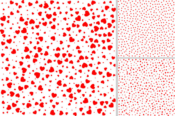 情人节无缝图案与红色小心形纹理孤立在白色背景上。婚礼邀请卡收集的设计背景情人节矢量插图EPS10。图片下载