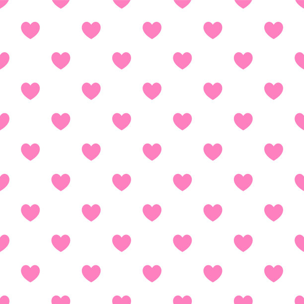圆点无缝-粉红色的心在白色的背景图片下载