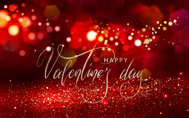 情人节的灯光背景上闪烁着字母图片下载