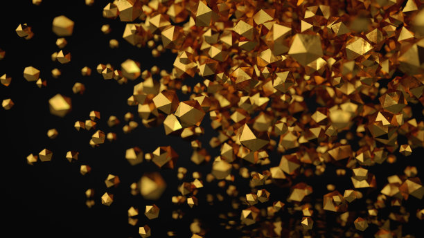 3D抽象黄金柏拉图构成，背景，渲染图片下载