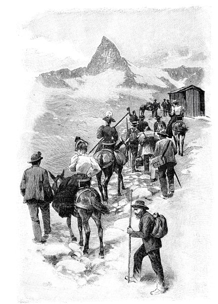 登山者正在去瑞士戈纳格拉特的路上图片下载