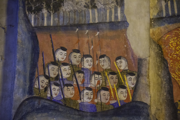 泰国南省普民寺的南历史场景。图片下载