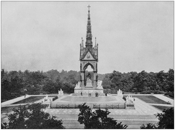 世界著名景点：英国伦敦阿尔伯特纪念馆古老照片图片下载