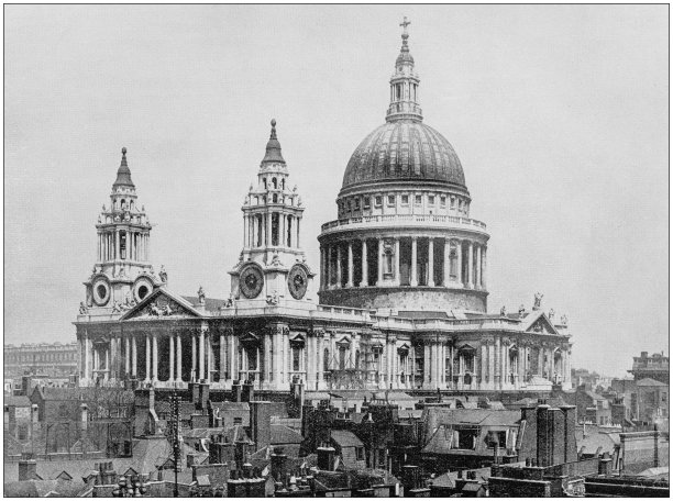 世界著名景点古董照片：英国伦敦圣保罗大教堂图片下载