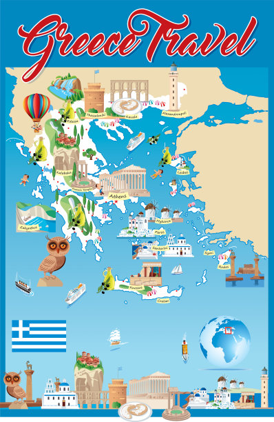 希腊卡通地图图片下载