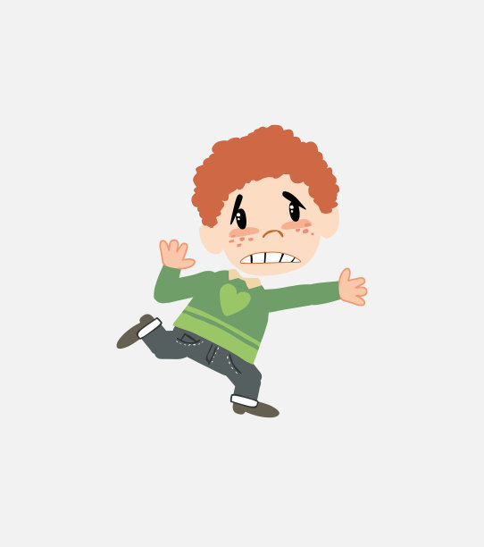 穿牛仔裤的白人男孩惊慌失措。图片下载