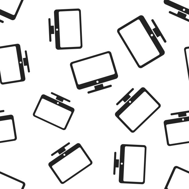 电脑显示器无缝图案背景。商业平面矢量插图。电视标志符号图案。图片下载