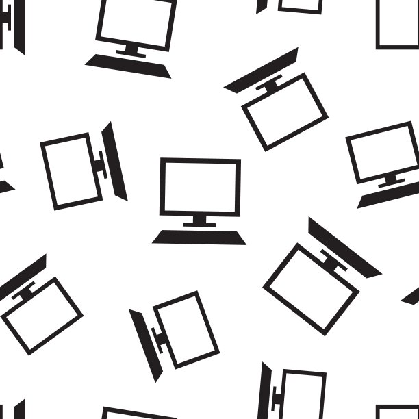 计算机无缝图案背景。商业平面矢量插图。监视符号符号模式。图片下载