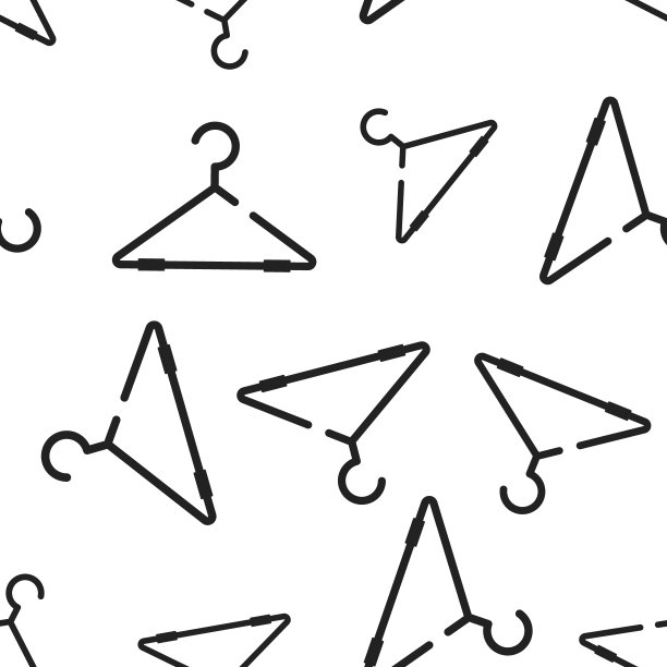 衣架无缝图案背景。商业平面矢量插图。衣柜手标志符号图案。图片下载