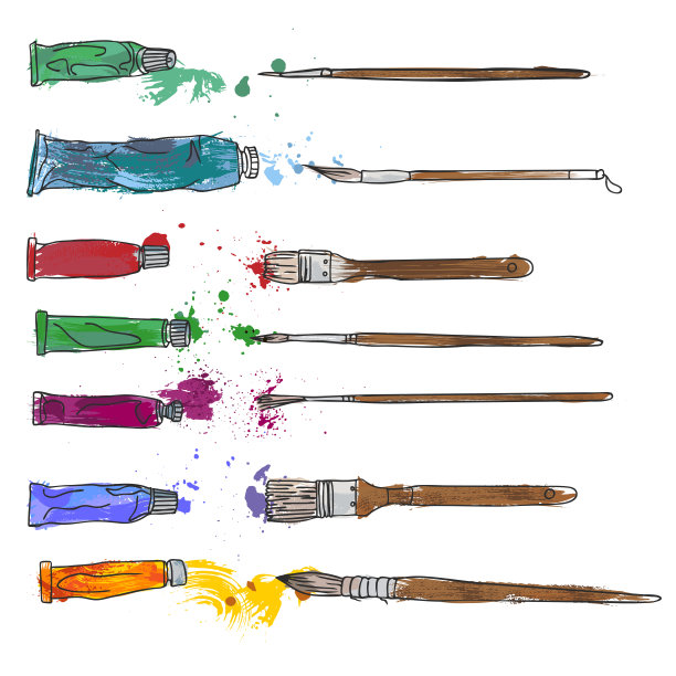 文具，艺术材料，一套画笔图片下载