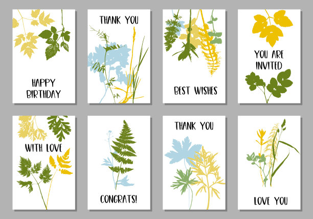 模板与树叶和植物的剪影图片下载