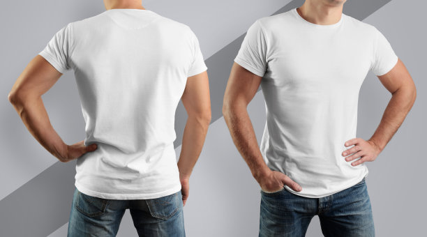 服装设计的模型。年轻人，正面和背面，图片下载