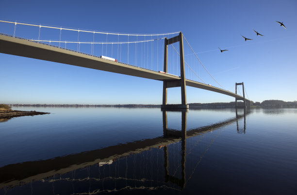 天蓝色的丹麦吊桥图片下载