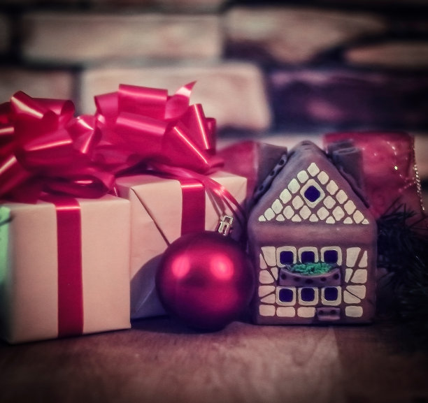 姜饼屋，圣诞舞会和圣诞礼物图片下载