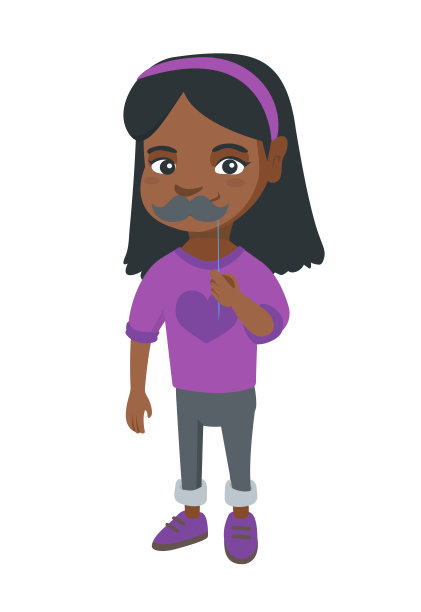 戴着假胡子的非裔美国女孩图片下载