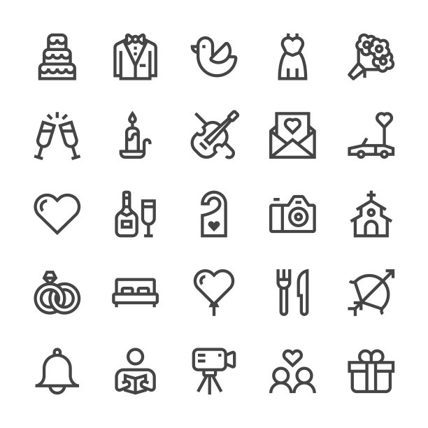 婚礼图标- MediumX线图片下载