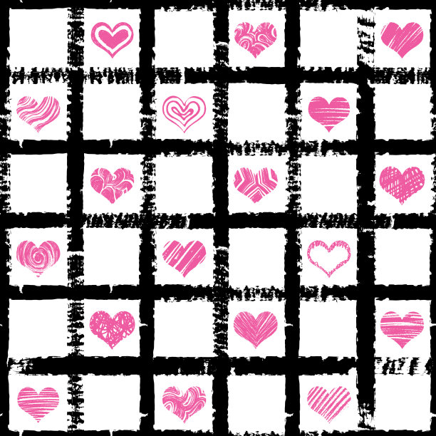 心形形状无缝图案上的复古弹出垃圾摇滚刷无尽的背景为情人节或母亲节的设计。3月8日妇女节还是爱情的象征。向量。图片下载