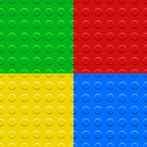 色彩缤纷的乐高积木板无缝模式设置，矢量图片下载