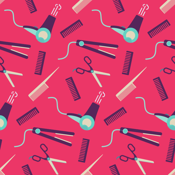 可爱的平面图案与美发设备图片下载