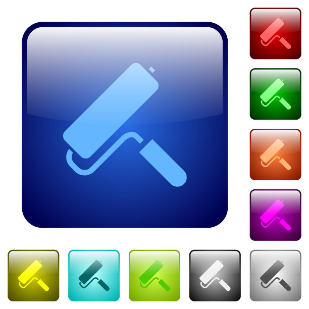 油漆滚轮颜色方形按钮图片下载