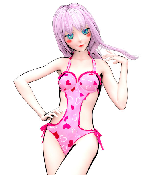 3D动画泳装女孩。图片下载