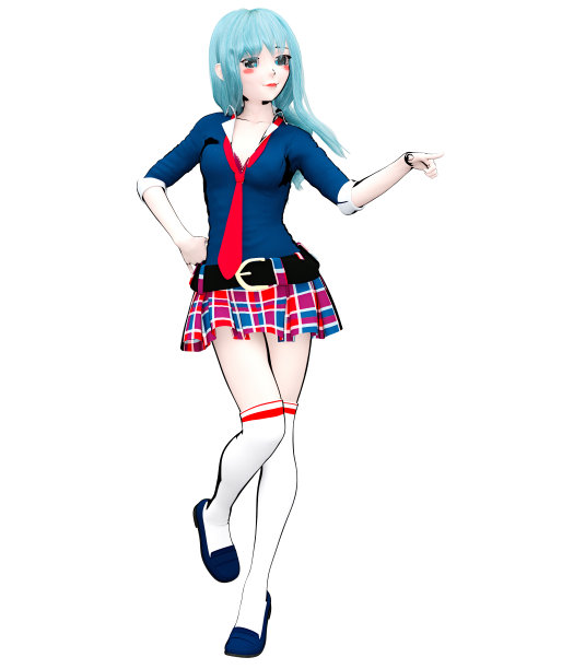 3D日本动漫女学生。图片下载