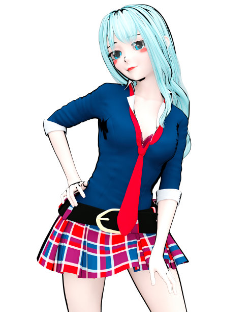 3D日本动漫女学生。图片下载