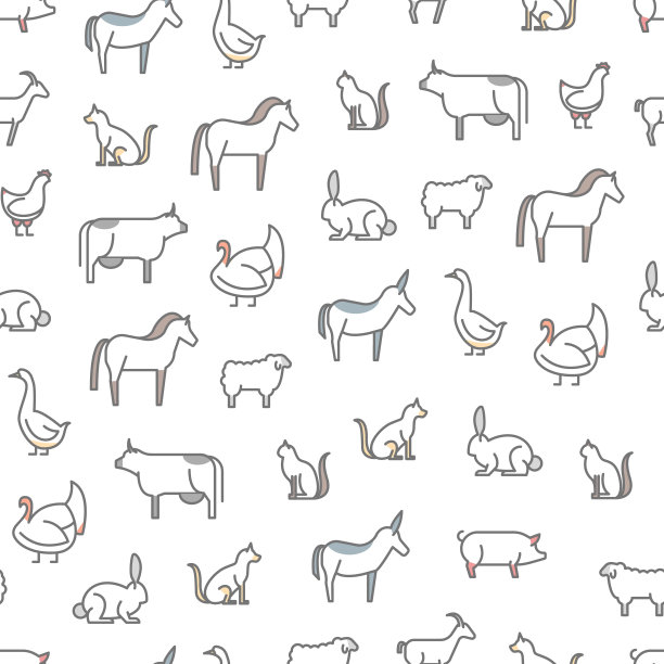 动物农场无缝模式背景。向量图片下载