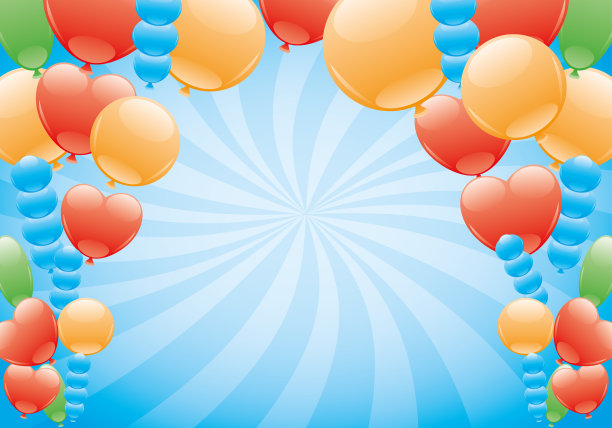 蓝色背景上的气球。图片下载