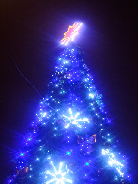 晚上在圣诞树前梳妆打扮图片下载