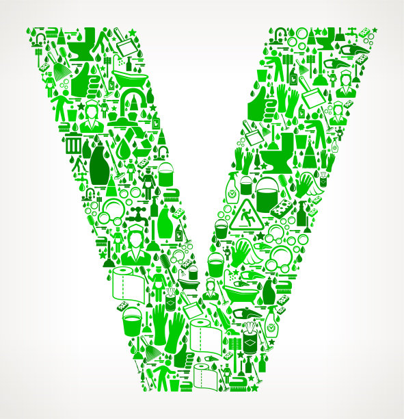 V字母清洁和家务矢量图标图案图片下载