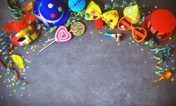 五彩缤纷的生日或狂欢节背景图片下载