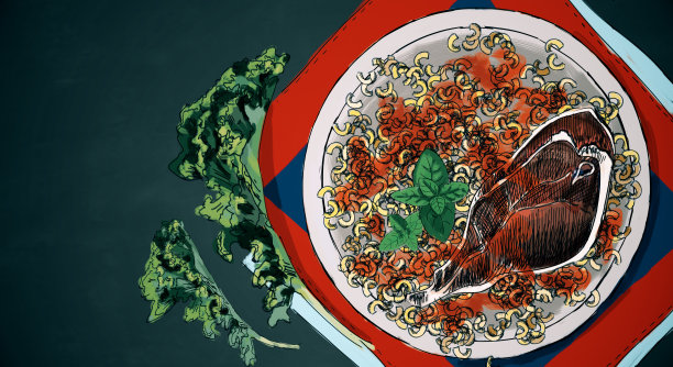 手绘肉面背景图片下载